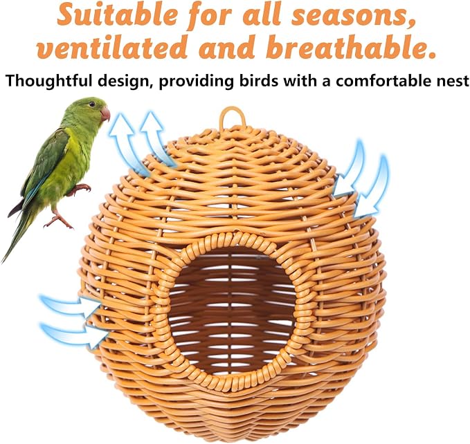 BNOSDM Rattan Bird Nest Parrot Nesting House Parakeet Nesting Soft Lovebird - Image 6