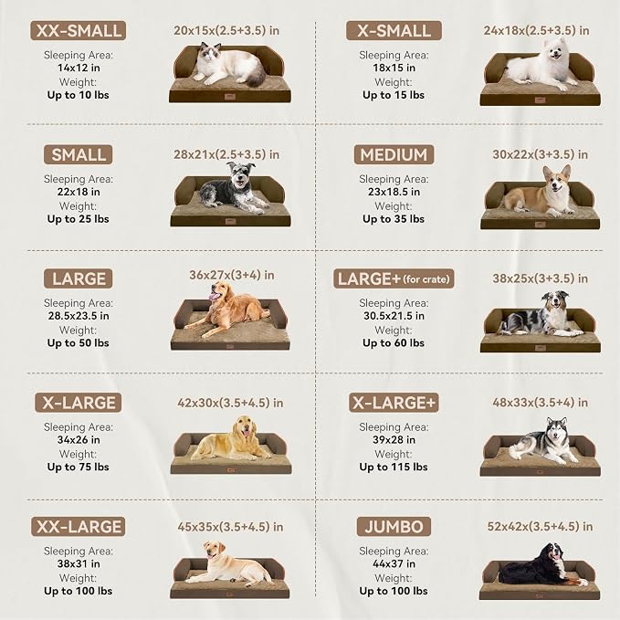 Large Dog Bed Orthopedic Washable: Extra Brown Large Big Dog Bed - Image 3
