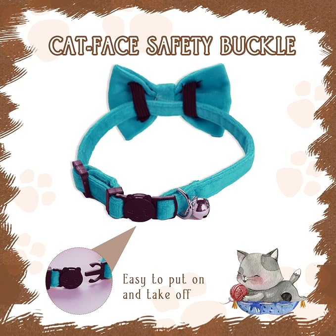 Sliverdew 2 Pcs Velvet Cat Bow Tie Collar Breakaway Cat Collar - Image 7