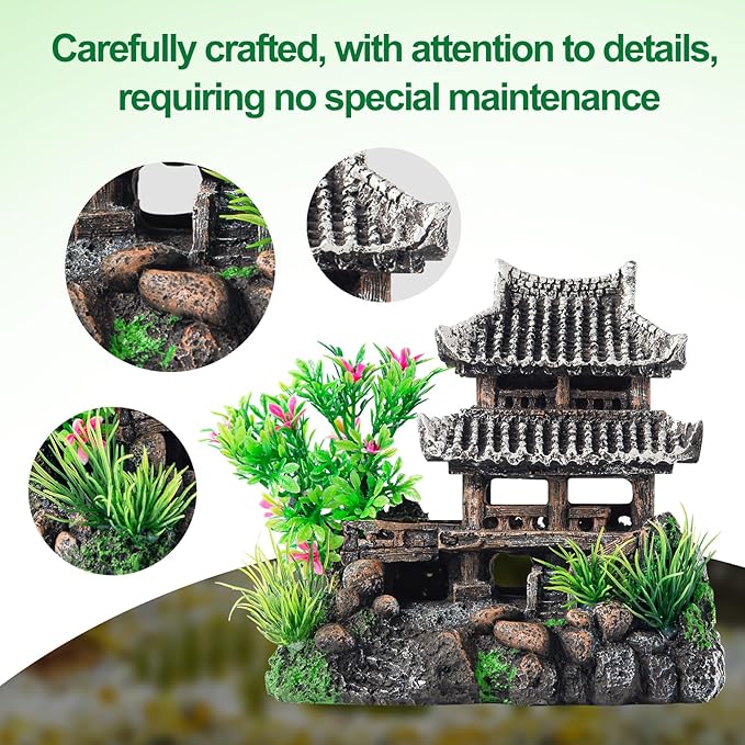 CousDUoBe 9Pcs Resin Castle Decorations Set，Realistic Fish Tank Castle - Image 6