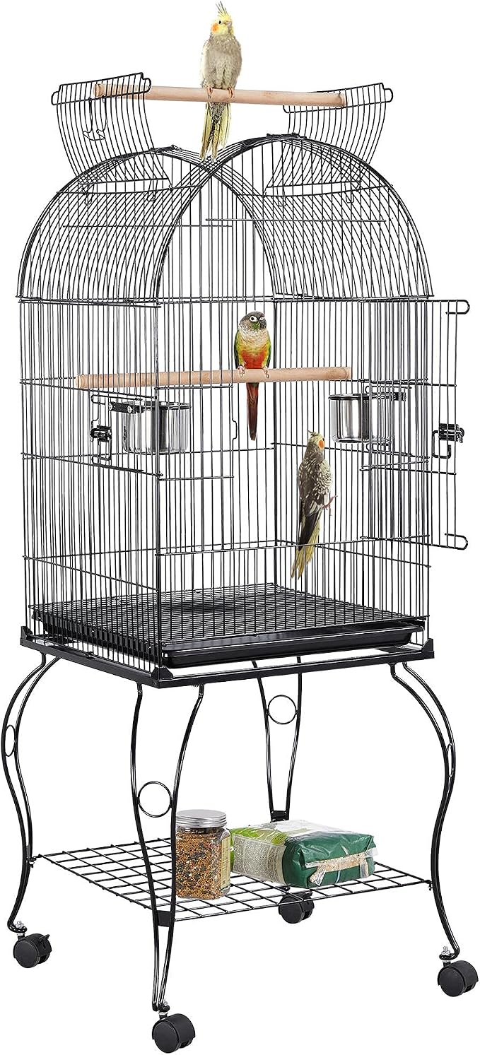 Yaheetech 59-Inch Rolling Standing Medium Dome Open Top Bird Cage by Yaheetech