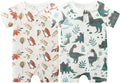 Unisex Summer Trendy 2-Pack Rompers Short Sleeve Zipped Bodysuit Infant Cotton by JingleBaBa