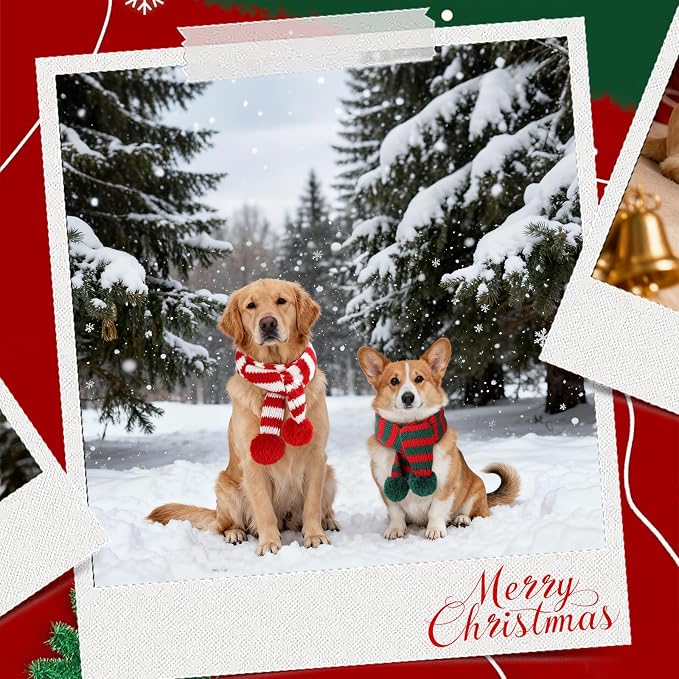 BWOGUE 2-Piece Knitted Dog Christmas Scarf & Bandana - Image 7