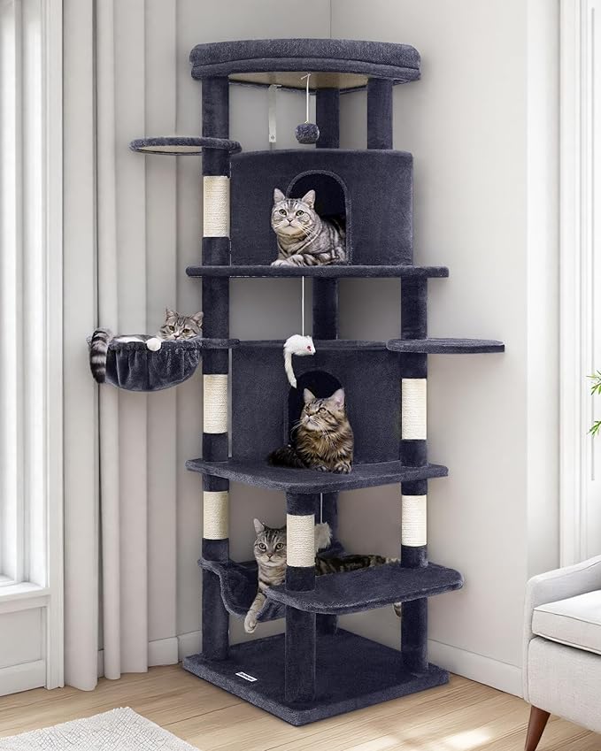Globlazer Corner Cat Tree for Large Cats, 66inch Tall Curved Series Large Cat by Globlazer