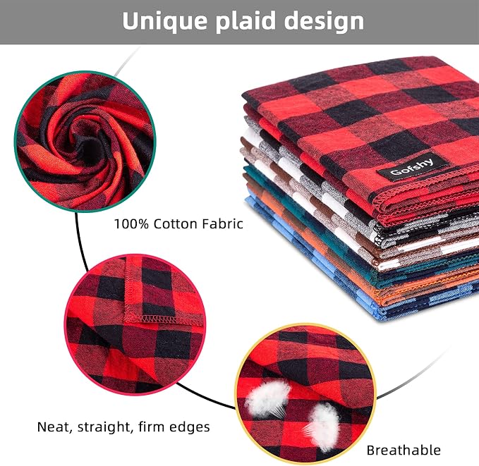 Buffalo Plaid Dog Bandanas Fall Christmas Small 6PCS Dog Gifts Red Blue Green - Image 3