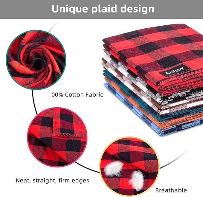 Buffalo Plaid Dog Bandanas Fall Christmas Classic 6PCS Dog Gifts Red Blue Green - Image 3