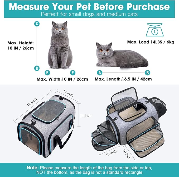 Siivton Airline Approved Pet Carrier, 4-Way Expandable Cat Dog Carrier - Image 2