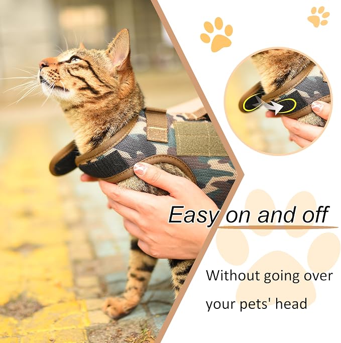 Tactical Cat Harness and Leash for Walking Escape Proof Breathable Mesh Fabric - Image 6