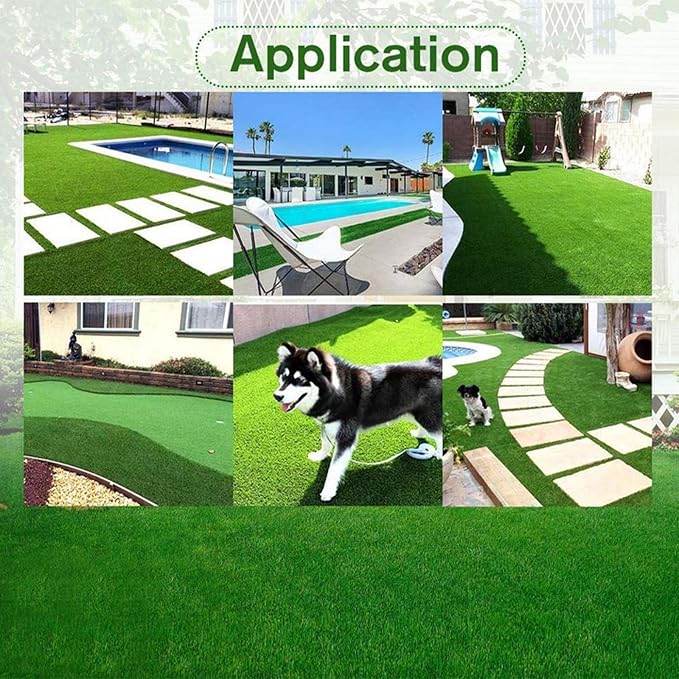 Artificial Grass Rug Outdoor Indoor 15FTX50FT Fake Grass Carpet Green Synthetic - Image 9