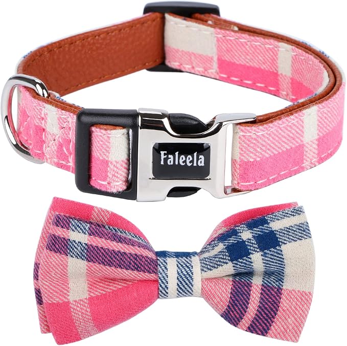 Faleela Soft &Comfy Bowtie Dog Collar, Detachable and Adjustable Bow Tie Collar by Faleela