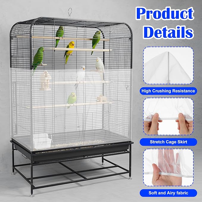 Grevosea Bird Cage Seed Catcher, Large Bird Cage Cover Stretchy Adjustable - Image 4