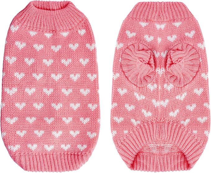 Dxhycc Dog Knitted Sweater Heart Puppy Sweater Warm Soft Pet Holiday Clothes - Image 2