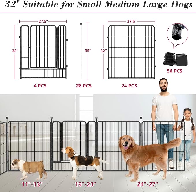 Dog Playpen 32 inch 28 Panels Indoor Outdoor Dog Pen - Image 3