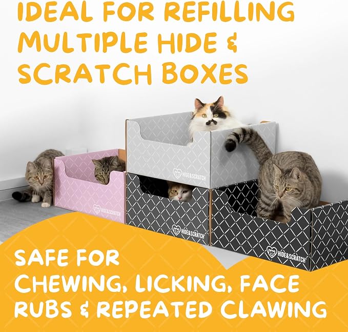 Hide & Scratch Cat Scratcher Pad – 4 Pack | Double-Sided Cardboard Refills - Image 8