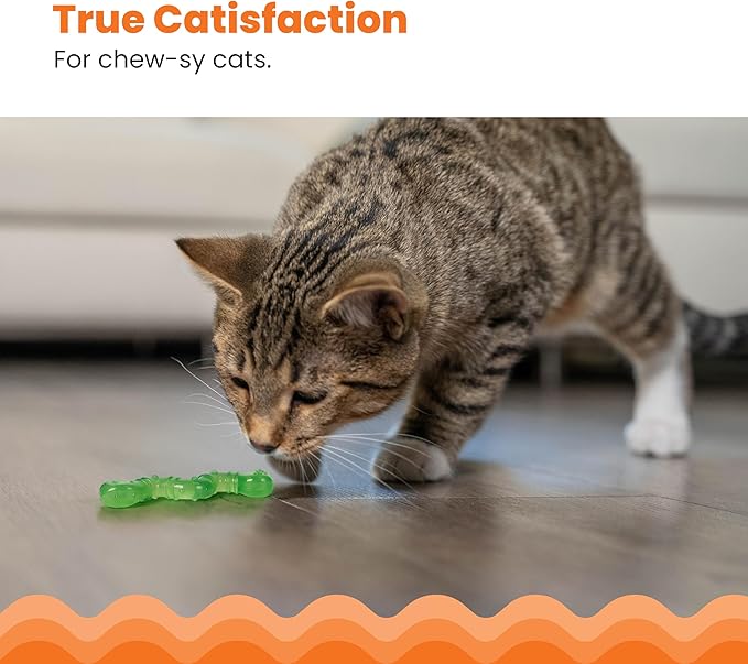 Petstages Orkakat Wiggle Worm Dental Catnip Cat Chew Toy - Image 2