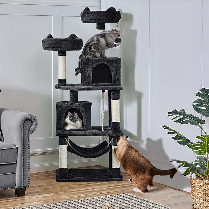 Topeakmart 62.2 inches Cat Tree, Cat Tower w/Double Condos, Scratching Posts & - Image 2