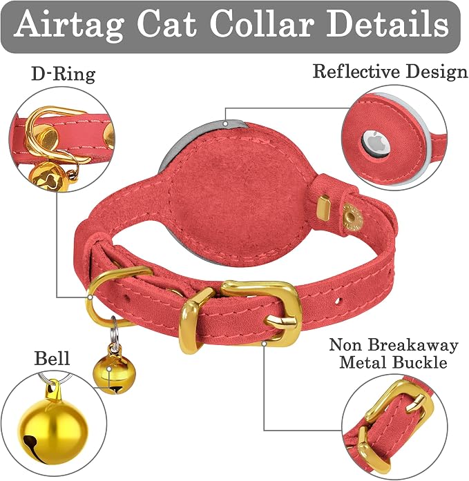 OOPSDOGGY Reflective Leather AirTag Cat Collar - Image 5