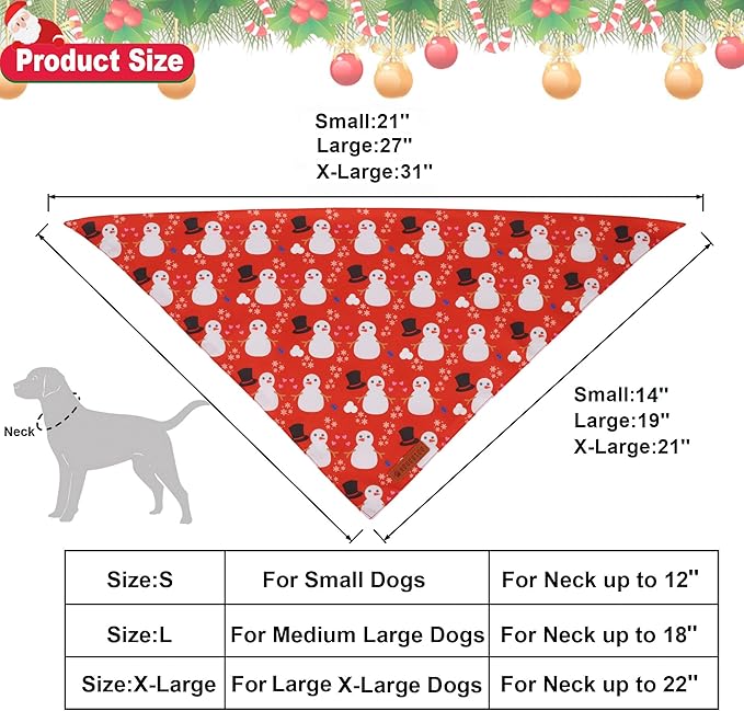 ADOGGYGO Christmas Dog Bandanas 2 Pack, Reversible Snowman Hoho Pattern Xmas - Image 4