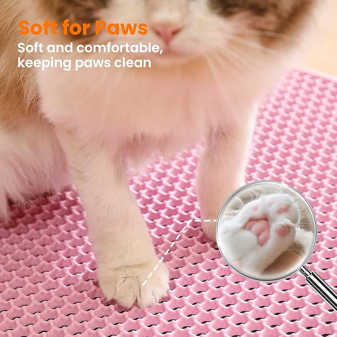 Jumbo Cat Litter Mat, 46x26 Inches Double Layer Honeycomb Litter Trapping Mat - Image 7