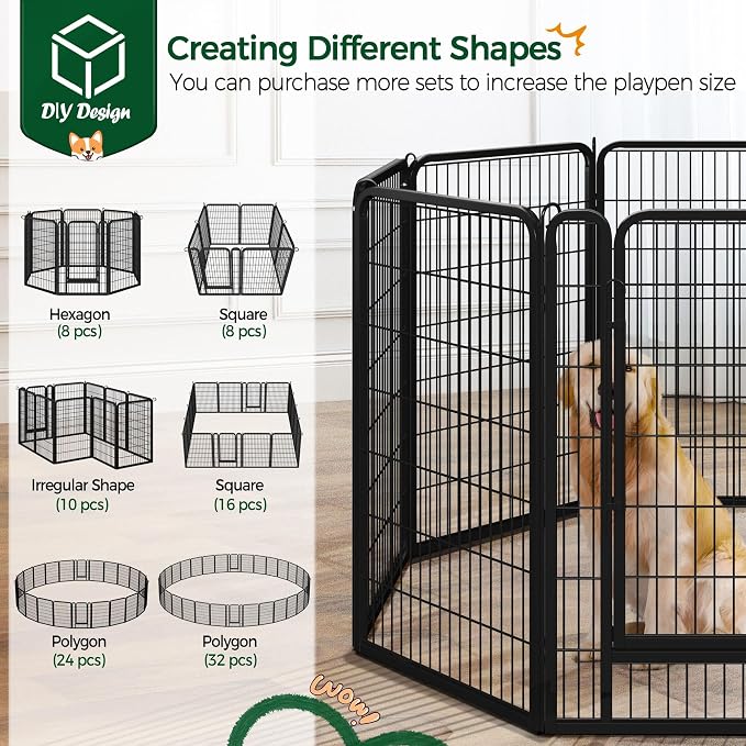 Yaheetech Dog Playpen Outdoor, 40 inch 32 Panels Dog Pen Indoor Heavy Duty - Image 6