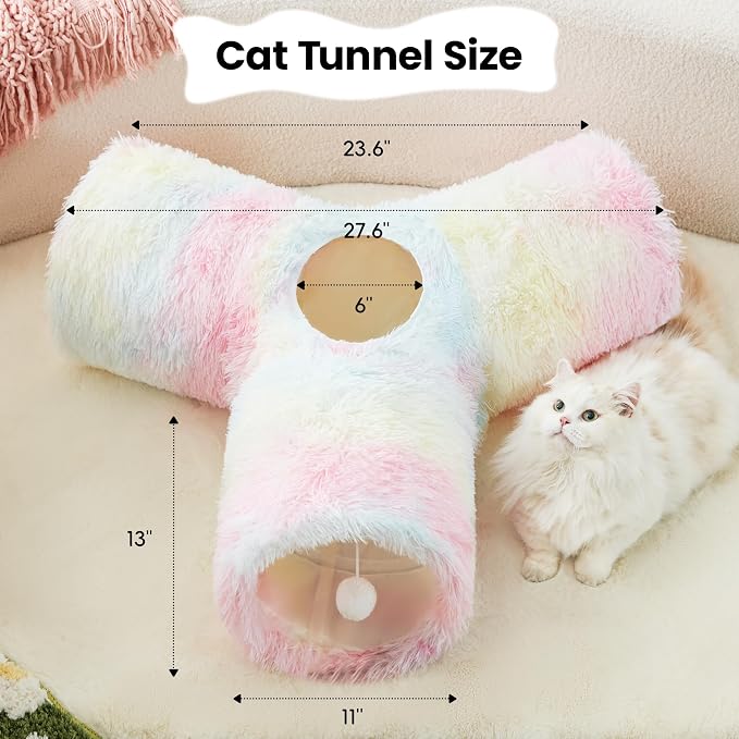 Tempcore Plush Pet Cat Tunnel Tube Cat Toys 3 Way Collapsible, Tunnels - Image 2