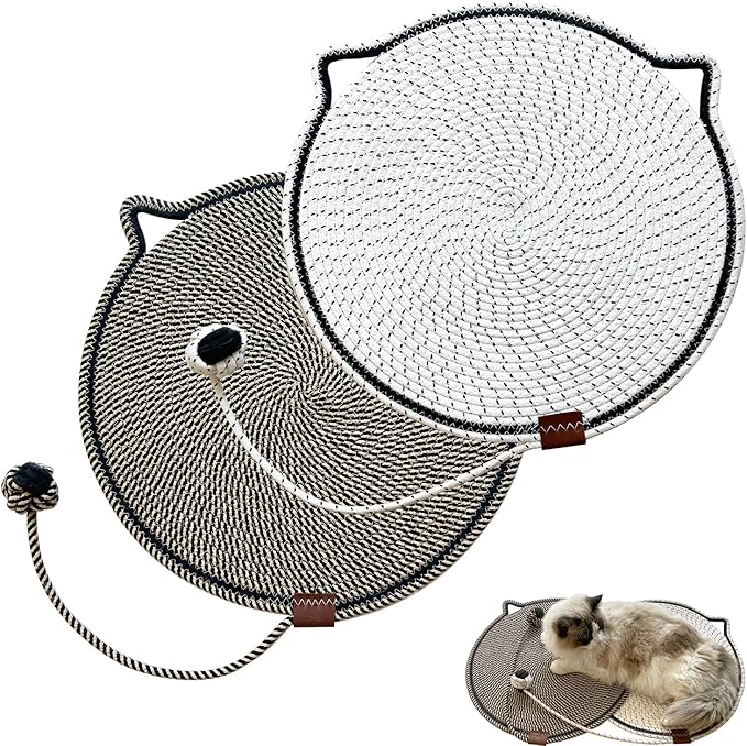 Cat Scratcher Mat Natural Cotton Rope Cat Scratching Pad, Large Size Scratching by CoveCozy