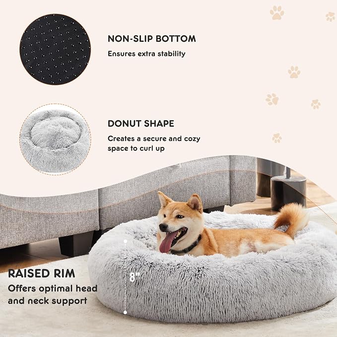 Sweetcrispy Donut Dog Bed, XL Large Round Calming Cat Bed - Image 3