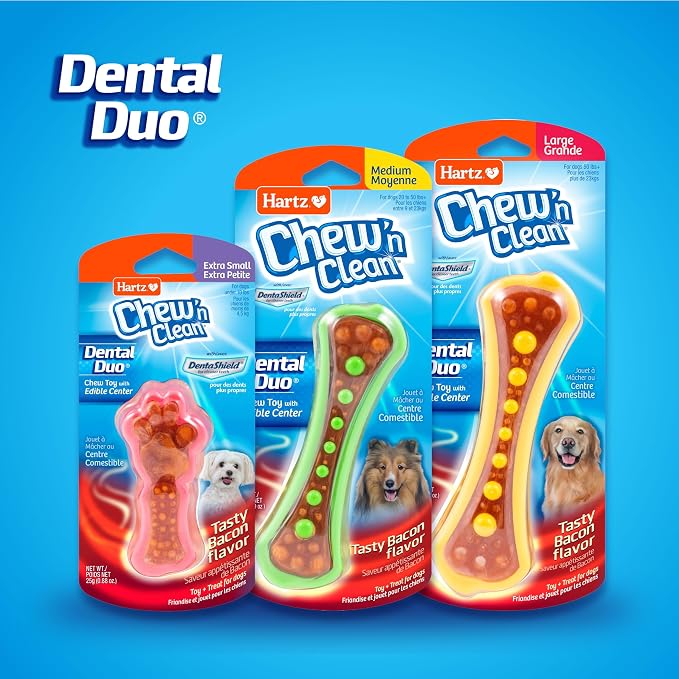 Hartz Chew 'n Clean Dental Duo Bacon Flavored Dental Dog Chew Toy and Treat - Image 6