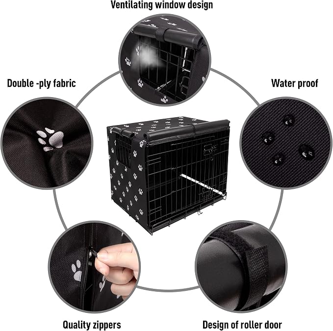 Pet Prime Dog Crate Cover for Wire Cages 24 30 36 42 48 Inch Outdoor Pet Kennel - Image 3