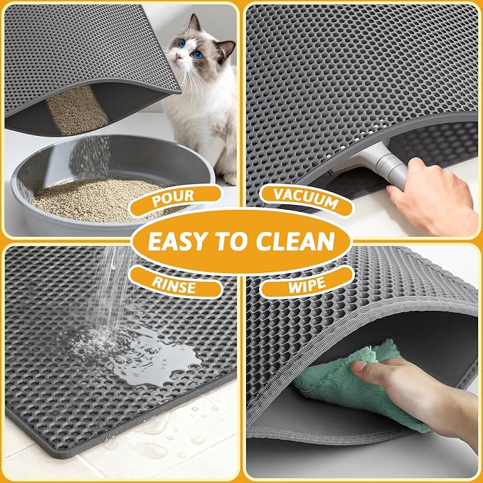 Pieviev Cat Litter Mat Double Layer Waterproof Urine Proof Trapping Mat 1 Pack) - Image 6