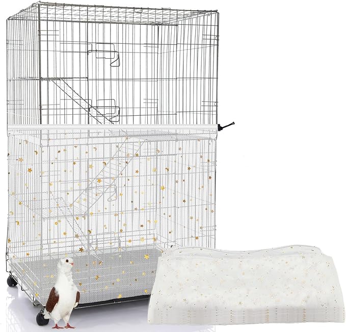 Bird Cage Cover, 60-118'' Large, 31.5'' H Adjustable Nylon Mesh Net, Soft Airy by LYMOI