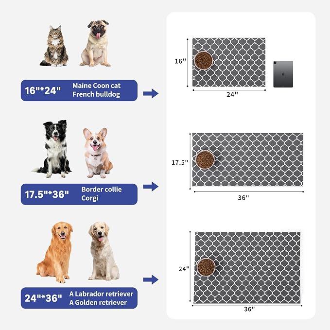 Cooyes Large Dog Food Mat 24"×36", Ultra-Absorbent Dog Bowl Mat - Image 6