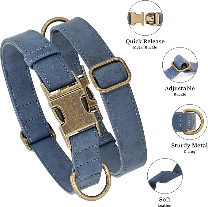 Didog Soft PU Leather Dog Collar, Stylish Quick Released Dog Collar - Image 2