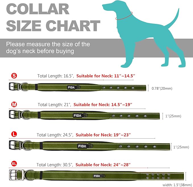 Fida Heavy Duty Dog Collar for Medium Dogs, Ultra Comfortable Soft Neoprene - Image 6
