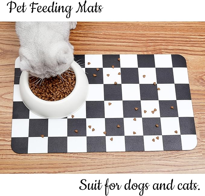 Ralxion Checkered Dog Feeding Mat, Absorbent Mats - Image 3