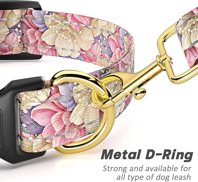 Reflective Dog Collar for Large Dogs, Cute Flower Theme Adjustable Heavy-Duty - Image 5