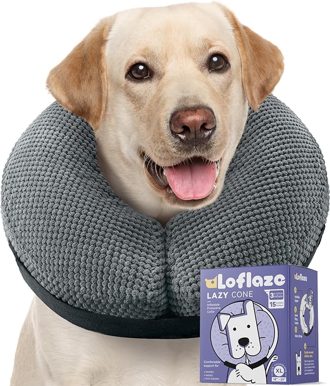 Soft Inflatable Dog Cone Collar Alternative After Surgery by Loflaze