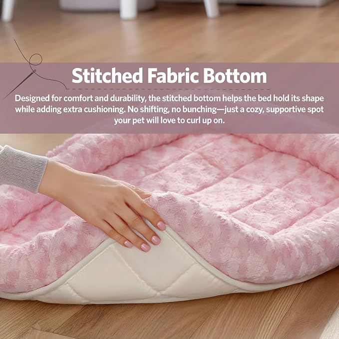 MidWest Homes for Pets QuietTime Fashion Dog Bed – Pink Faux Fur Bolster - Image 6