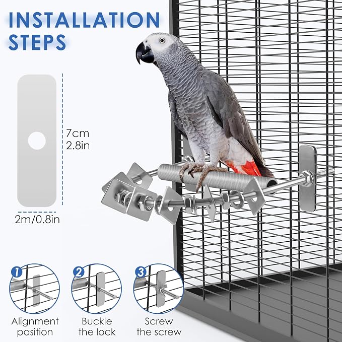 Bird Perch for Cage, Stainless Steel Parrot Perches - Image 4