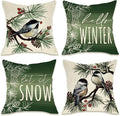 Fahrendom Hello Winter Green Decorative Throw Pillow Covers 18 x 18 Set of 4 by Fahrendom