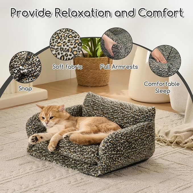 Hollypet Cat Bed Fluffy Plush Mutifuctional Double-Layer Soft Pet Couch - Image 6