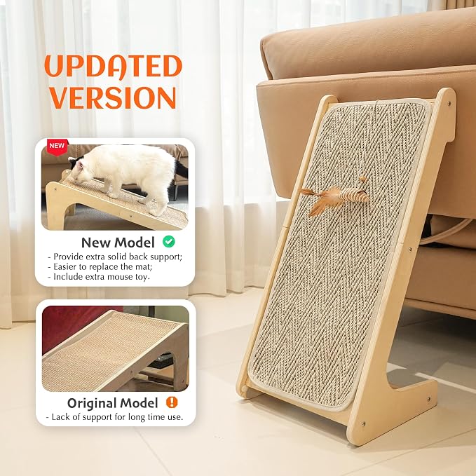 PETKARAY Cat Scratcher, Sisal Cat Scratching Ramp, L Shape Scratch Board - Image 2