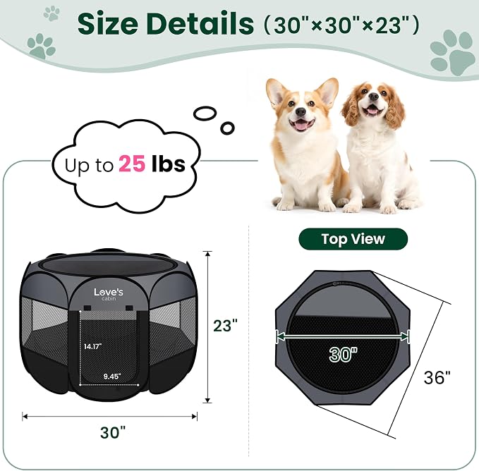 Love's cabin Pet Puppy Dog Playpen, Medium Dog Tent Crates Cage Indoor/Outdoor - Image 3