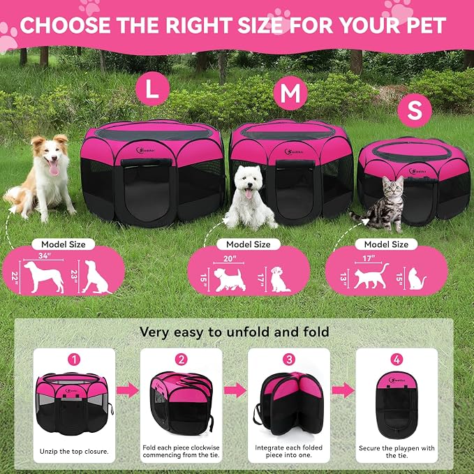 Dog Playpen, Medium Puppy Pet Playpen, Dog Crate Tent Cage Indoor/Outdoor - Image 2