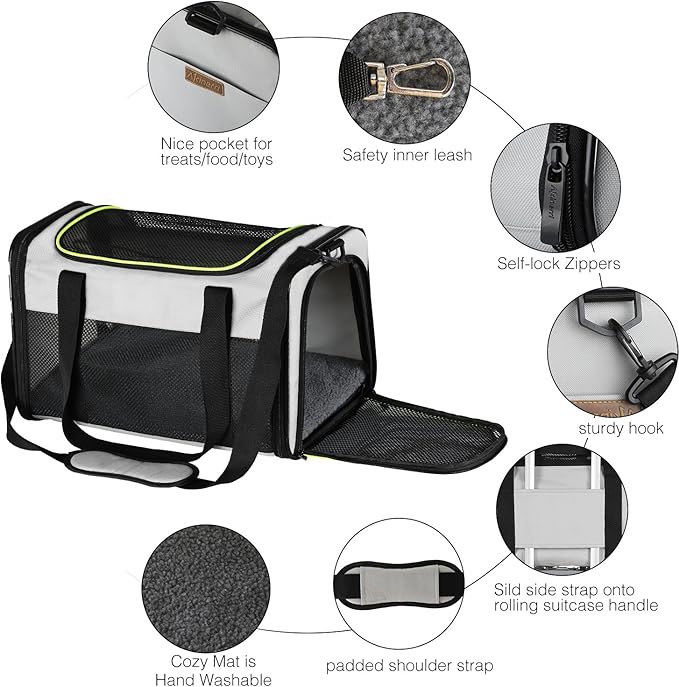 Cat Carrier - Portable Foldable Dog Pet Carrier, Soft-Sided Pet Bag up to 15 Lbs - Image 4