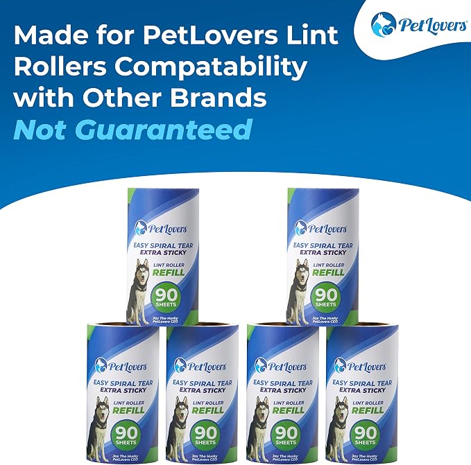 PetLovers Extra Sticky Lint Roller 6 Pack of Refills Only - Image 2