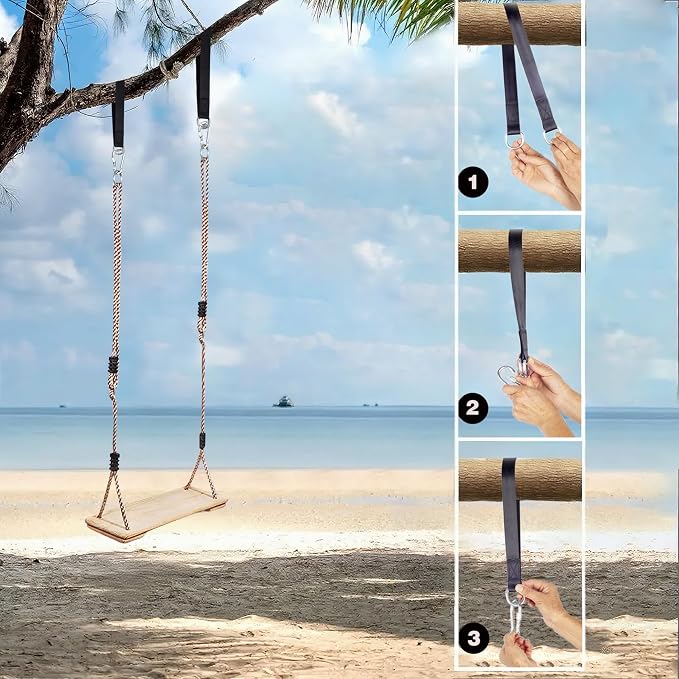 Wooden Swing Seat, Nostalgic Outdoor Wood Swing - Image 4