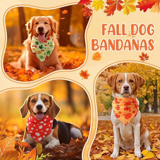 Weewooday 50 Pcs Thanksgiving Fall Dog Bandanas Bulk Pumpkin Maple Leaves - Image 6