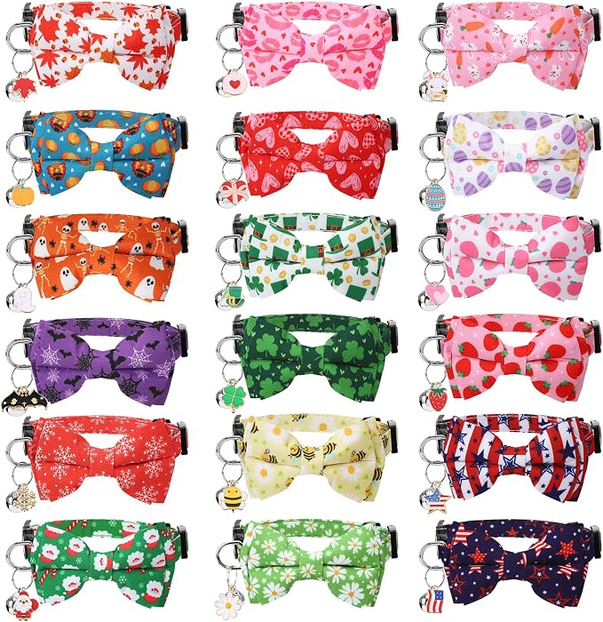18 Pcs Holiday Cat Collars St. Patrick's Day Cat Collars by Guiqulai
