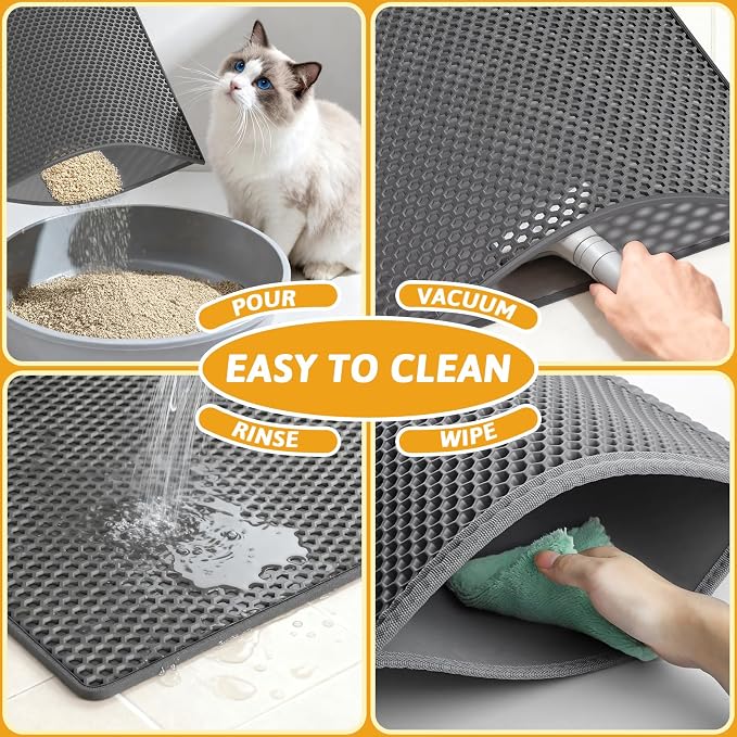 Pieviev 2 Packs Cat Litter Mat Double Layer Waterproof Urine Proof Trapping Mat - Image 4